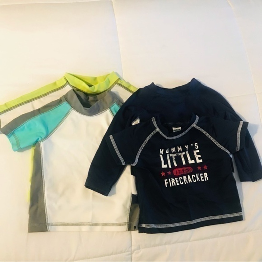 Lot Baby Boy Rash Guards Short Sleeve Swimsuit Shirts Swim Shirt 6-9 mo 9 Months